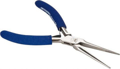 Aven - 5-3/4" OAL, 1-15/16" Jaw Length x 25/64" Jaw Width, Long Nose Needle Nose Pliers - Serrated Jaw, Standard Head, ESD Cushion Handles, with Spring - Americas Industrial Supply