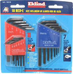 Eklind - 18 Piece L-Key Hex Key Set - Hex Range 0.05 to 1/4" - Americas Industrial Supply