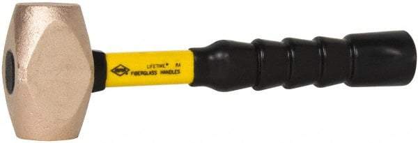 NUPLA - 4 Lb Head 1-43/64" Face Brass Nonmarring Hammer - 12" OAL, Fiberglass Handle - Americas Industrial Supply