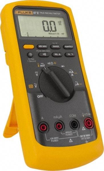 Fluke - 87-5, CAT IV, CAT III, 1,000 VAC/VDC, Digital True RMS Auto Ranging Manual Ranging Multimeter - 50 mOhm, Measures Voltage, Capacitance, Current, Frequency, Resistance, Temperature - Americas Industrial Supply