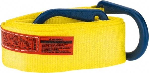 Lift-All - 16' Long x 4" Wide, 6,400 Lb Vertical Capacity, 1 Ply, Polyester Web Sling - 5,000 Lb Choker Capacity, Yellow - Americas Industrial Supply