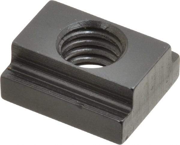 Gibraltar - 7/16-14 Tapped Through T Slot Nut - 1/2" Slot Width, 3/4 x 7/32" Base Width x Height, 7/8 x 3/8" OAL x Height - Americas Industrial Supply