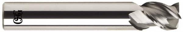 OSG - 3/8", 3 Flute, Single End, Solid Carbide, 0.06" Corner Radius End Mill - 2-1/2" OAL, 45° Helix, Right Hand Flute, 1/2" LOC, Right Hand Cut - Americas Industrial Supply