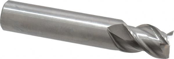 OSG - 3/4", 1" LOC, 3/4" Shank Diam, 4" OAL, 3 Flute, Solid Carbide Square End Mill - Single End, Uncoated, Spiral Flute, 45° Helix, Centercutting, Right Hand Cut, Right Hand Flute, Series 2041 - Americas Industrial Supply