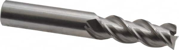 OSG - 3/8", 1" LOC, 3/8" Shank Diam, 2-1/2" OAL, 3 Flute, Solid Carbide Square End Mill - Single End, Uncoated, Spiral Flute, 45° Helix, Centercutting, Right Hand Cut, Right Hand Flute, Series 2042 - Americas Industrial Supply