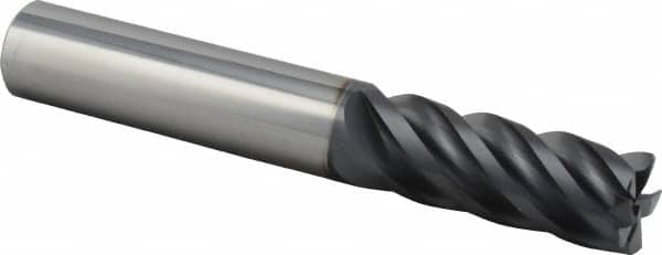 Iscar - 3/4", 5 Flute, Single End, Solid Carbide, Corner Chamfer End Mill - 5" OAL, 38° Helix, Right Hand Flute, 1.87" LOC, Right Hand Cut - Americas Industrial Supply