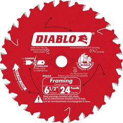 Freud - 6-1/2" Diam, 5/8" Arbor Hole Diam, 24 Tooth Wet & Dry Cut Saw Blade - Carbide-Tipped, Standard Round Arbor - Americas Industrial Supply