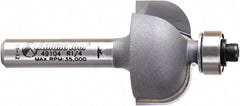 Amana Tool - 7/8" Cut Diam, 9/16" Length of Cut, 2 Flute Cove Edge Profile Router Bit - Carbide-Tipped, 1/4" Shank Diam, 2" OAL, Uncoated - Americas Industrial Supply