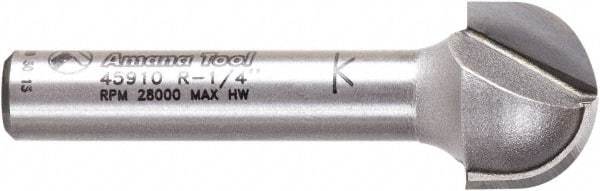 Amana Tool - 1/2" Cut Diam, 3/8" Length of Cut, 2 Flute Core Box Edge Profile Router Bit - Carbide-Tipped, 1/4" Shank Diam, 1-1/2" OAL, Uncoated - Americas Industrial Supply