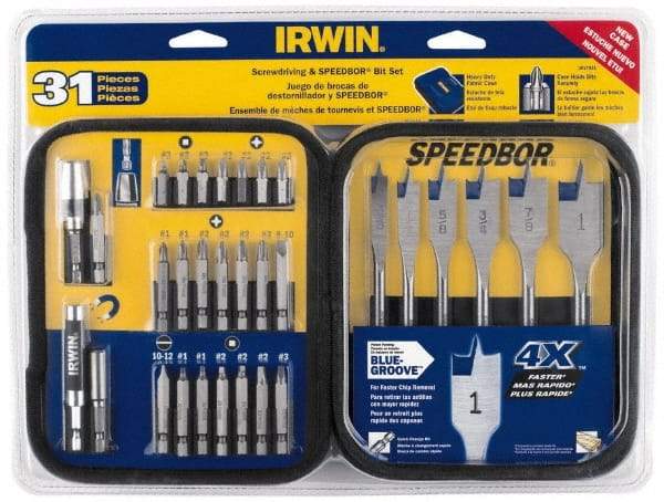 Irwin - 31 Piece, Bit Set - Phillips, Slotted, Square Point - Americas Industrial Supply