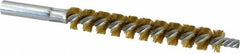 Schaefer Brush - 4" Brush Length, 9/16" Diam, Double Stem, Single Spiral Tube Brush - 6-1/4" Long, Brass, 12-24 Female Connection - Americas Industrial Supply