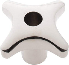 KIPP - 2.48" Head Diam, 4 Point Lobed Knob - 1/2" Hole, Stainless Steel - Americas Industrial Supply