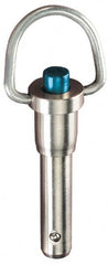 Jergens - 1" Diam, 4" Usable Length, Ring Handle, Push Button Quick Release Pin - 8" Overall Length, Grade 17-4 Stainless Steel, Passivated Finish - Americas Industrial Supply