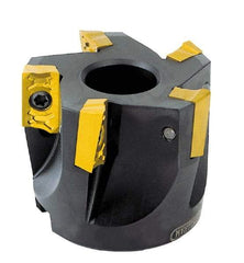 Kennametal - 4" Cut Diam, 1-1/4" Arbor Hole, 0.3" Max Depth of Cut, 42° Indexable Chamfer & Angle Face Mill - 11 Inserts, OD 04 Insert, Right Hand Cut, 11 Flutes, Through Coolant, Series 7745 VOD 04 - Americas Industrial Supply