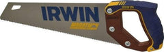 Irwin - 15" High Carbon Steel Blade Carpenter Saw - Wood Handle, ProTouch Handle over Hardwood, 18-1/2" OAL - Americas Industrial Supply