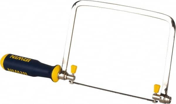 Irwin - 6-1/2" HSS Blade Coping Saw - 2-Part Polymer Handle, Triangular ProTouch, 13-3/16" OAL, 5-1/2" Throat Depth - Americas Industrial Supply