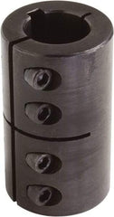 Climax Metal Products - 1-1/4" Inside x 2-1/16" Outside Diam, One Piece Split Clamping Collar with Keyway - 3-1/4" Long x 1/4" Keyway Width x 1/8" Keyway Depth - Americas Industrial Supply