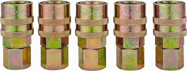 Value Collection - 5 Piece 1/4" Body 1/4 NPT 215 psi Steel Industrial Pneumatic Coupling Plug Set - Americas Industrial Supply