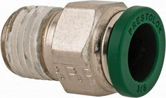 Parker - 3/8" Outside Diam, 1/4 NPTF, Nickel Plated Brass Push-to-Connect Tube Male Connector - 300 Max psi, Tube to Male NPT Connection, Buna-N O-Ring - Americas Industrial Supply