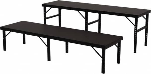 Valley Craft - 34 Wide x 120" Deep x 28" High, Steel Work Table - 14 Gauge Stainless Steel Top, Adjustable Height Legs, Gray - Americas Industrial Supply