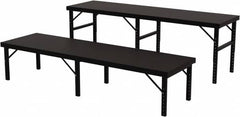 Valley Craft - 34 Wide x 120" Deep x 28" High, Steel Work Table - 14 Gauge Stainless Steel Top, Adjustable Height Legs, Gray - Americas Industrial Supply