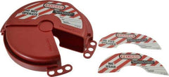 Master Lock - 2 to 5 Inch Valve Handle Size, Xenoy Rotating Gate Valve Wheel Lockout - 5/16 Inch Max Shackle Diameter, Red - Americas Industrial Supply