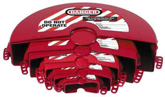 Master Lock - 13 Inch Max Valve Handle Size, Xenoy Rotating Gate Valve Wheel Lockout Set - 5/16 Inch Max Shackle Diameter, Red - Americas Industrial Supply