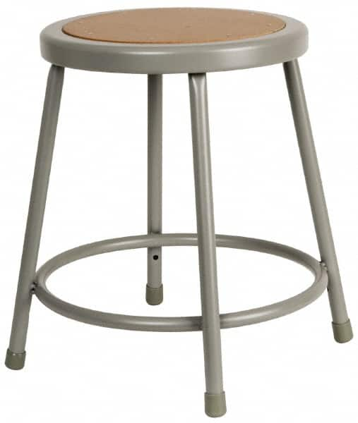 NPS - 18 Inch High, Stationary Fixed Height Stool - 14 Inch Deep x 14 Inch Wide, Hardboard Seat, Gray and Brown - Americas Industrial Supply