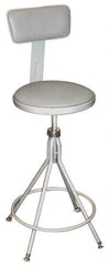 NPS - 16.8" Wide x 16.8" Deep x 24 to 28" High, Fixed Base, Adjustable Height Swivel Stool - Vinyl Seat, Gray - Americas Industrial Supply