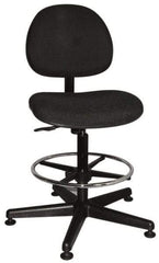 Bevco - Swivel Stool - 18" Wide x 18" Deep, Woven Fabric Seat, Black - Americas Industrial Supply