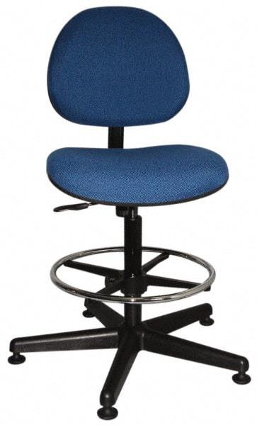 Bevco - Swivel Stool - 18" Wide x 18" Deep, Woven Fabric Seat, Blue - Americas Industrial Supply