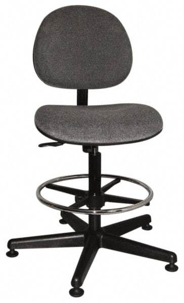 Bevco - Swivel Stool - 18" Wide x 18" Deep, Woven Fabric Seat, Gray - Americas Industrial Supply