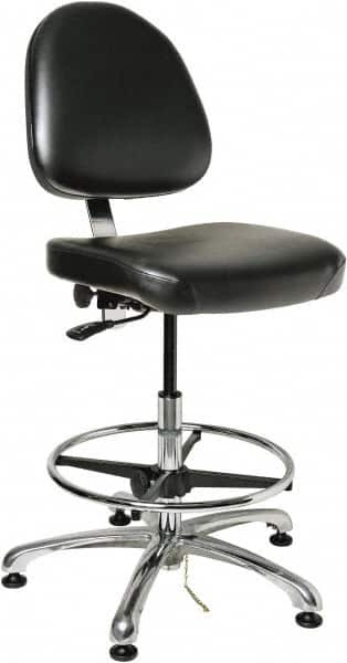 Bevco - ESD Swivel Stool with Back Rest - 20" Wide x 18" Deep, Vinyl Seat, Black - Americas Industrial Supply