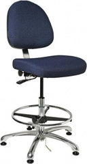 Bevco - ESD Swivel Stool with Back Rest - 20" Wide x 18" Deep, Fabric Mesh Seat, Navy - Americas Industrial Supply