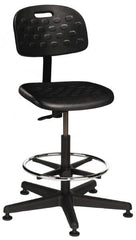 Made in USA - 22 to 32" High Swivel Stool - 18" Wide x 17-1/4" Deep, Polyurethane Seat, Black - Americas Industrial Supply