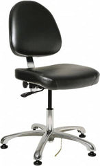 Bevco - ESD Swivel Chair - 20" Wide x 18" Deep, Vinyl Seat, Black - Americas Industrial Supply