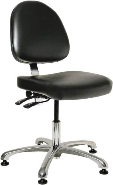 Bevco - Pneumatic Height Adjustable Chair - 20" Wide x 18" Deep, Vinyl Seat, Black - Americas Industrial Supply