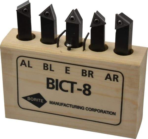 Borite - 3/8 Inch Inscribed Circle, 1/2 Inch Shank Square, AL, AR, BL, BR and E Toolholder Style, Indexable Insert Tool Bit Set - TT Insert Style Compatibility - Americas Industrial Supply