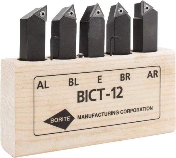 Borite - 3/8 Inch Inscribed Circle, 3/4 Inch Shank Square, AL, AR, BL, BR and E Toolholder Style, Indexable Insert Tool Bit Set - TT Insert Style Compatibility - Americas Industrial Supply