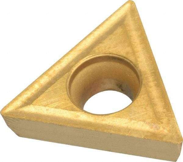 Interstate - TPGT32.51 Grade TCN55 Carbide Turning Insert - TiN Finish, 60° Triangle, 3/8" Inscr Circle, 5/32" Thick, 1/64" Corner Radius - Americas Industrial Supply