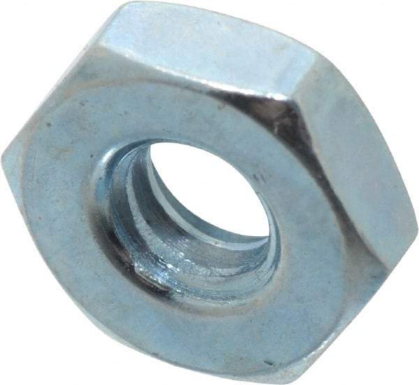 Value Collection - #10-24 UNC Steel Right Hand Hex Nut - 3/8" Across Flats, 1/8" High, Zinc-Plated Finish - Americas Industrial Supply