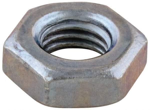 Value Collection - 1/4-20 UNC Steel Right Hand Machine Screw Hex Nut - 7/16" Across Flats, 7/32" High, Zinc-Plated Finish - Americas Industrial Supply