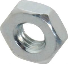 Value Collection - #10-32 UNF Steel Right Hand Machine Screw Hex Nut - 3/8" Across Flats, 1/8" High, Zinc-Plated Finish - Americas Industrial Supply