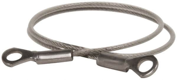 Made in USA - 12" Long, Stainless Steel Cable Eye & Eye End, Quick Release Pin Lanyard - 3/64" Cable Diam, 3/16" Hole Diam, Nylon Cable - Americas Industrial Supply