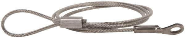 Made in USA - 18" Long, Stainless Steel Cable Loop & Eye End, Quick Release Pin Lanyard - 3/64" Cable Diam, 3/16" Hole Diam, Nylon Cable - Americas Industrial Supply