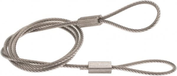 Made in USA - 18" Long, Stainless Steel Cable Loop & Loop End, Quick Release Pin Lanyard - 3/64" Cable Diam, Nylon Cable - Americas Industrial Supply