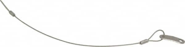 Made in USA - 12" Long, Stainless Steel Cable Loop & Tab with Hole End, Quick Release Pin Lanyard - 3/64" Cable Diam, 13/64" Hole Diam, Nylon Cable - Americas Industrial Supply