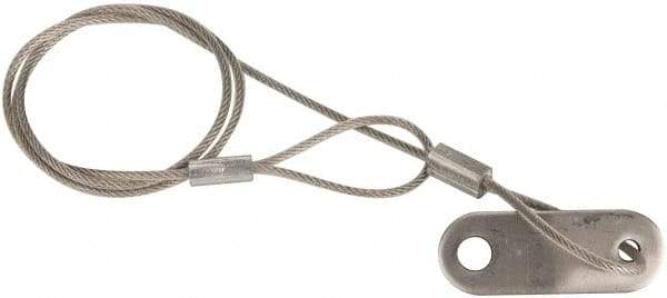 Made in USA - 18" Long, Stainless Steel Cable Loop & Tab with Hole End, Quick Release Pin Lanyard - 3/64" Cable Diam, 13/64" Hole Diam, Nylon Cable - Americas Industrial Supply
