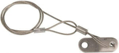 Made in USA - 18" Long, Stainless Steel Cable Loop & Tab with Hole End, Quick Release Pin Lanyard - 3/64" Cable Diam, 13/64" Hole Diam, Nylon Cable - Americas Industrial Supply