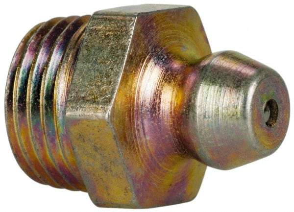 Value Collection - Straight Head Angle, 1/8 NPT Steel Thread-Forming Grease Fitting - 11.11mm Hex - Americas Industrial Supply